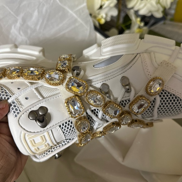 Gucci Flashtrek White Sneakers With Removable Crystals size 10 - Picture 6 of 14